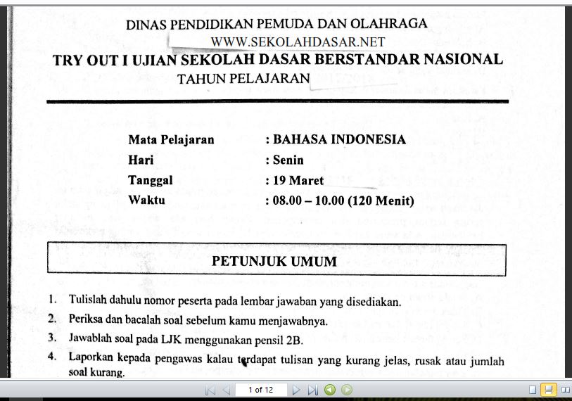Soal Usbn Sd Bahasa Indonesia 2019